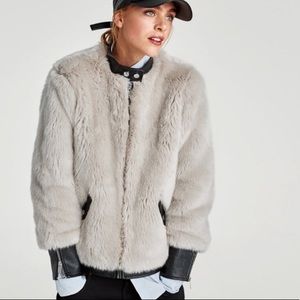 Zara (woman) faux fur and leather jacket